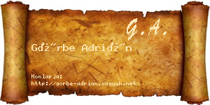 Görbe Adrián névjegykártya
